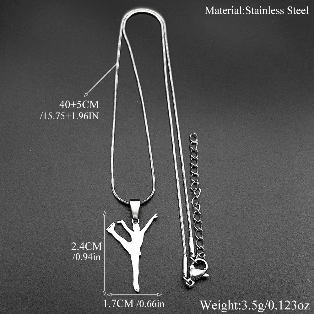 Elegant Figure Skating Chain For Women Men Stainless Steel Gold Color Rhythmic Gymnastics Dance Art Necklace Jewelry Accessory