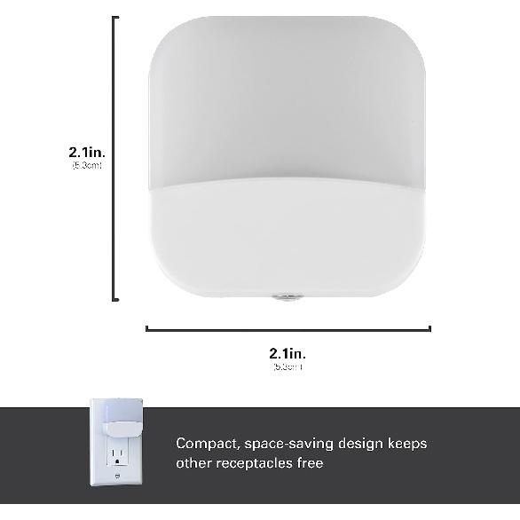 Lights by Night Plug In Night Light Bedroom Decor Apartment Essentials LED Lights Ambient Lighting Dusk to Dawn Sensor Nightlight Bathroom, Square 6