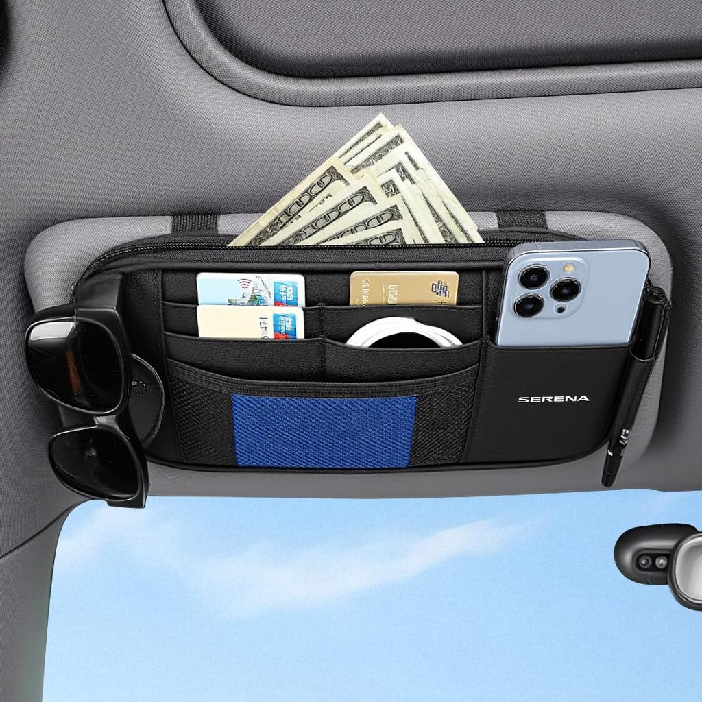 Designed specifically for the this car sun visor pocket offers large improved a slim and organized storage It includes a glasses card and pen Serena,