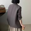 Spring Autumn Elegant Grey Women's Blazer Jacket Long Sleeve Single Button Office Lady Loose Outwear for Women