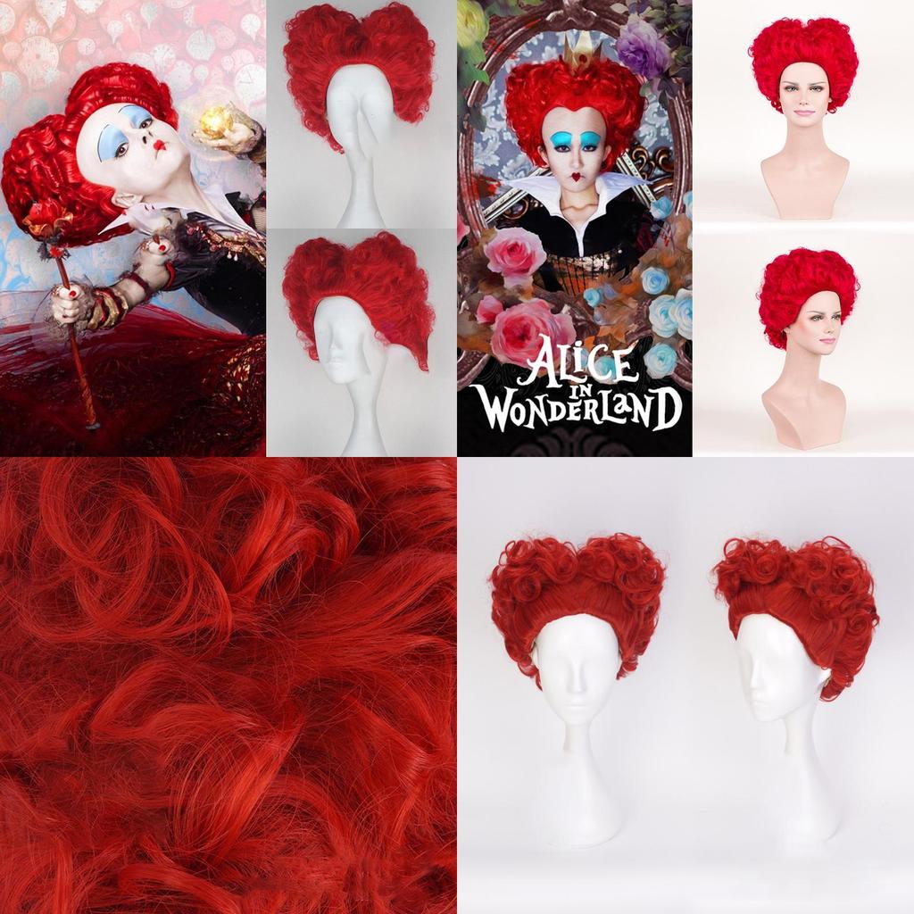 Enchanting Alice In Wonderland Queen Of Hearts Burgundy Curls Wig For Spectacular Cosplay