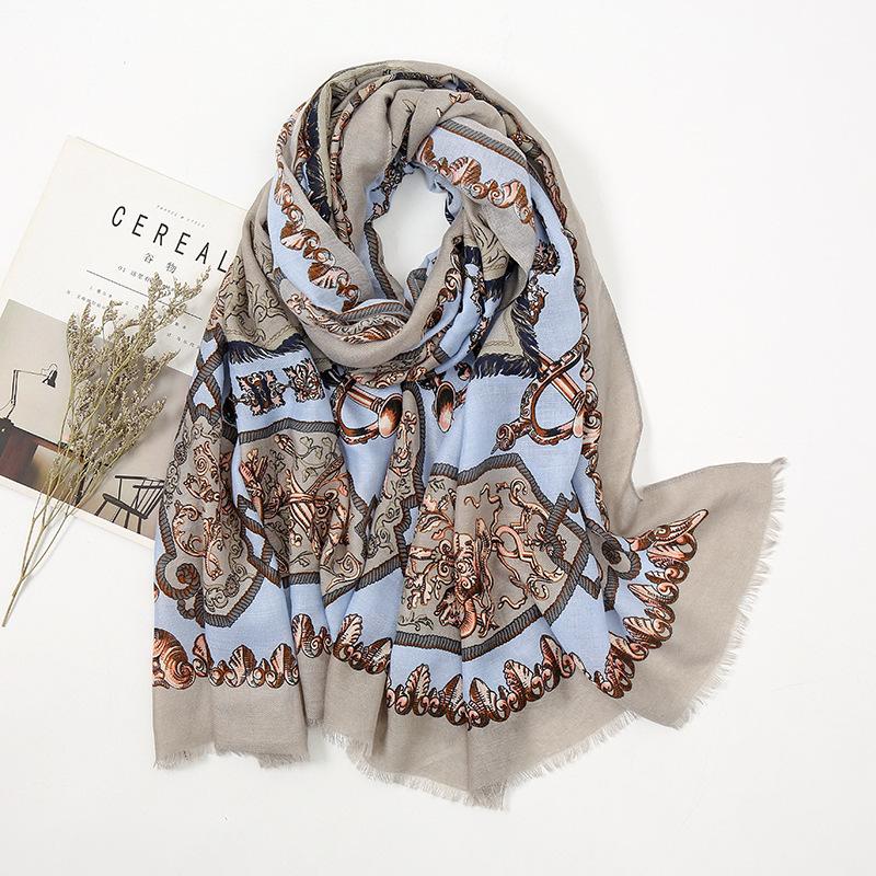 Stort Boho skjerf for kvinner Lett blomstertrykkskjerf Høst Vinter Mote Frynsede sjalomslag, 60 farger