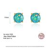 PAG&MAG S925 Silver Opal Earrings for Women - Stylish Korean Round Four-Claw Design