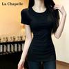 La Chapelle Women's Slim-Fit Mid-Length Short Sleeve T-Shirt