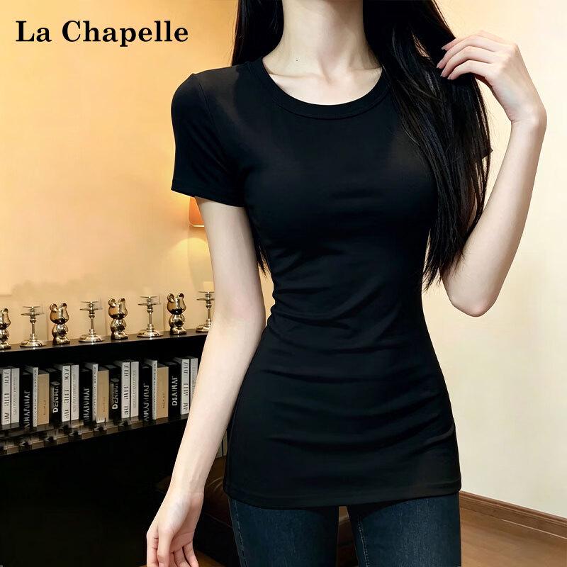 La Chapelle Women's Slim-Fit Mid-Length Short Sleeve T-Shirt