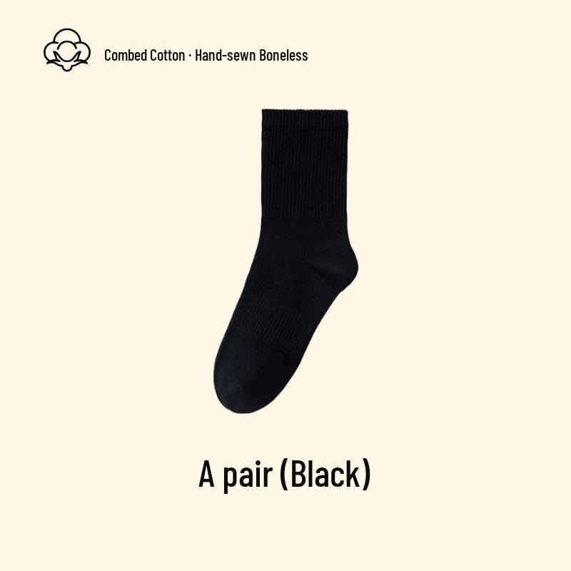 Women's Mid-Calf Summer Thin Socks - Anti-Pilling, Versatile, Sweat-Wicking, Odor-Resistant, Long-Staple Cotton, Solid Color.