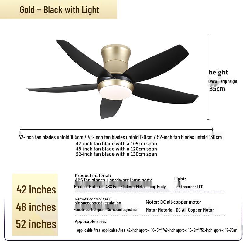 Minimalist Chinese-Style Silent Ceiling Fan with Light & Full Spectrum Eye Protection for Bedrooms & Restaurants