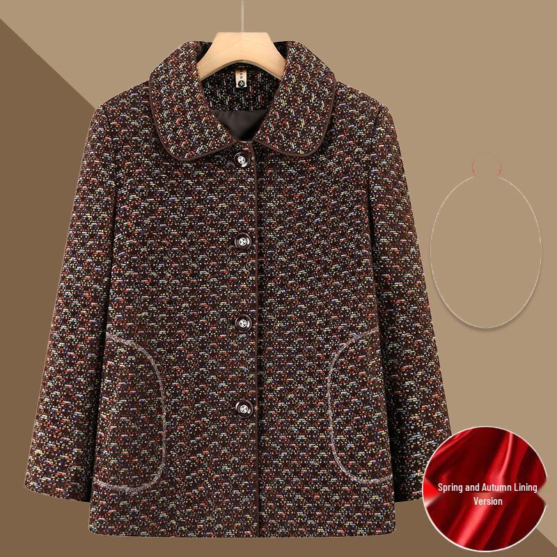 Spring and Autumn Outerwear for Middle-aged and Elderly Women, Plus Size, Short Style, Ages 60-80.