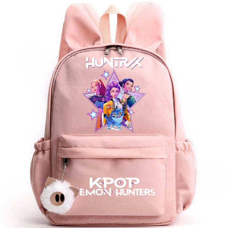 KPop Dämonenjäger Rucksack für Mädchen Jungen Kinder Rucksack Freizeit Schultaschen Reise Hasenohren Rucksäcke Mochila Geschenktüten