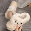 Fashion Cotton Mow Winter New Round Head Deep Mouth Metal Buckle Waterproof Platform Plush Half Mow