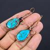 Tibetan Turquoise Earrings Gemstone Jewelry, 999 Copper Wire Wrapped Handmade Earrings, Latest Design Jewelry
