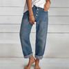 2023 Spring & Autumn Women's Casual Loose Slimming Straight-Leg Culottes Jeans