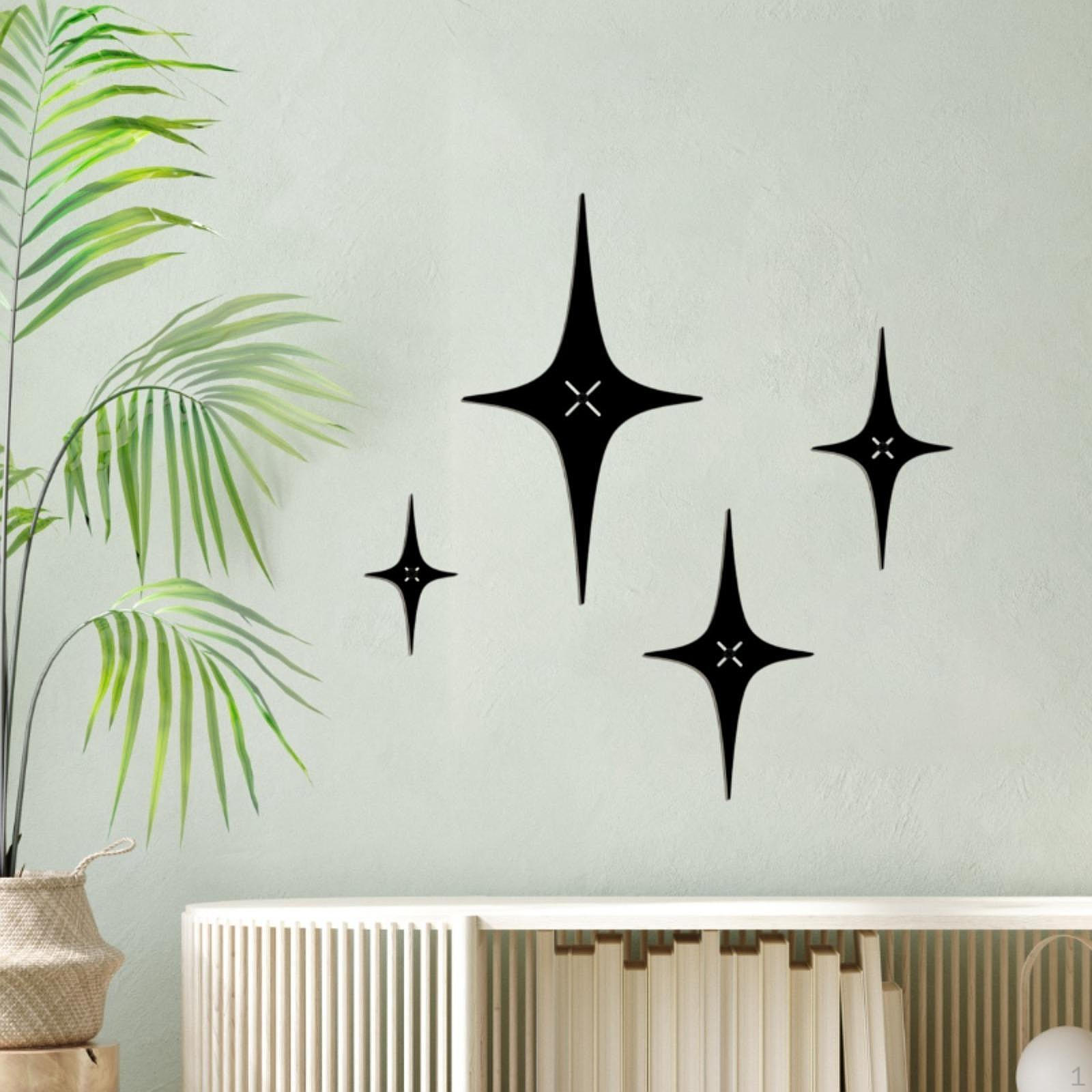 

4Pcs Stars Shape Wall Decoration Metal Accents for Living Room Accessories Modern