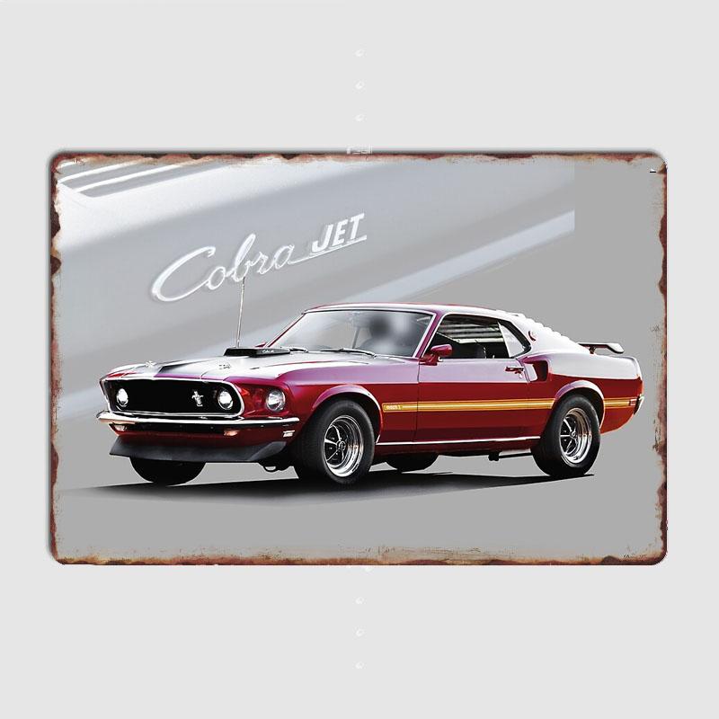 

1969 Mustang Mach 1 Cobra Jet Vintage Classic Sports Car Poster Metal Tin Sign Indoor Home Decor Bar Room Wall Decoration 20x30cm（7.8x11.8inch）