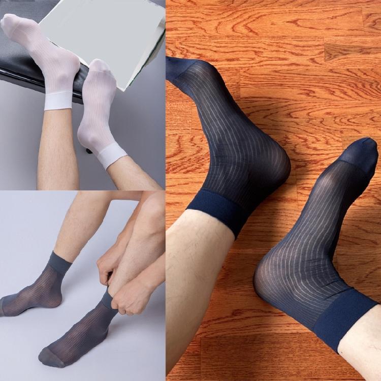 1 Pair Mens Silk Sheer Socks Nylon Dress Sock Daily Casual Stockings Work Business See Through Short Tube Ankle Socks