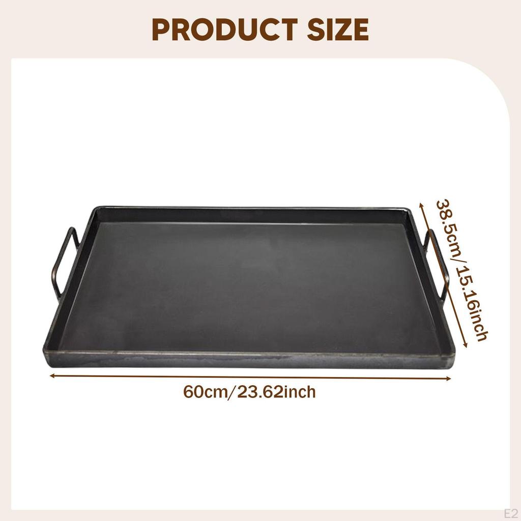 Gusseisen-Grillplatte, Tragbare Universelle Flache Kochplatte mit Griff für Partys Kochen Gasgrill