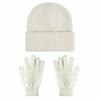 Unisex Winter Knit Beanie Hat Gloves Set Warm Acrylic Cap Outdoor Cold Weather Casual Wear