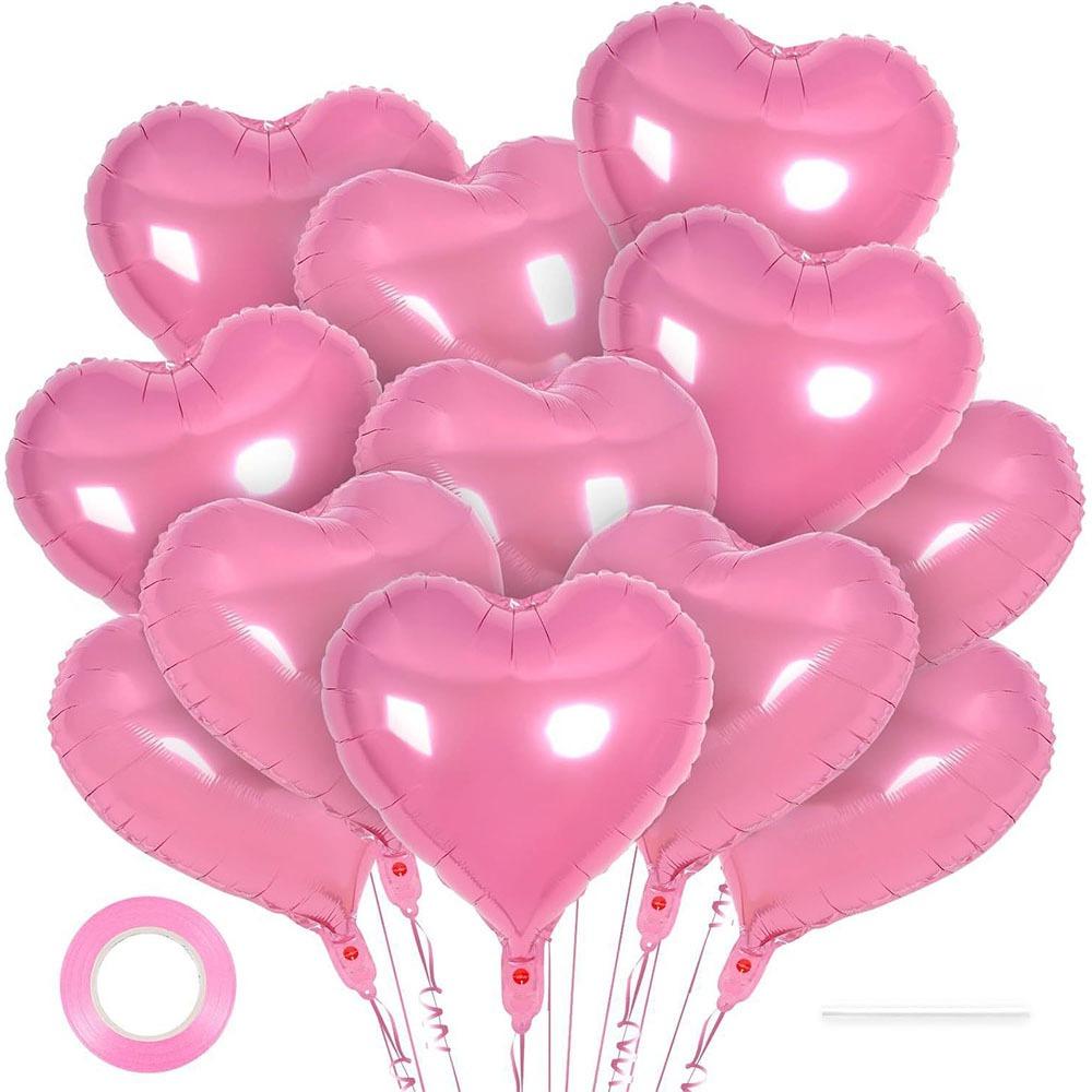 12Pcs Inflatable Heart Foil Balloons 18 Inch Valentine's Day Balloon  Birthday Party