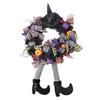 Halloween Wreath Long Legged Wicked Witch Front Door Garlands Decor Hat Leg Mesh Halloween Decorations Wall Hanging Pendant