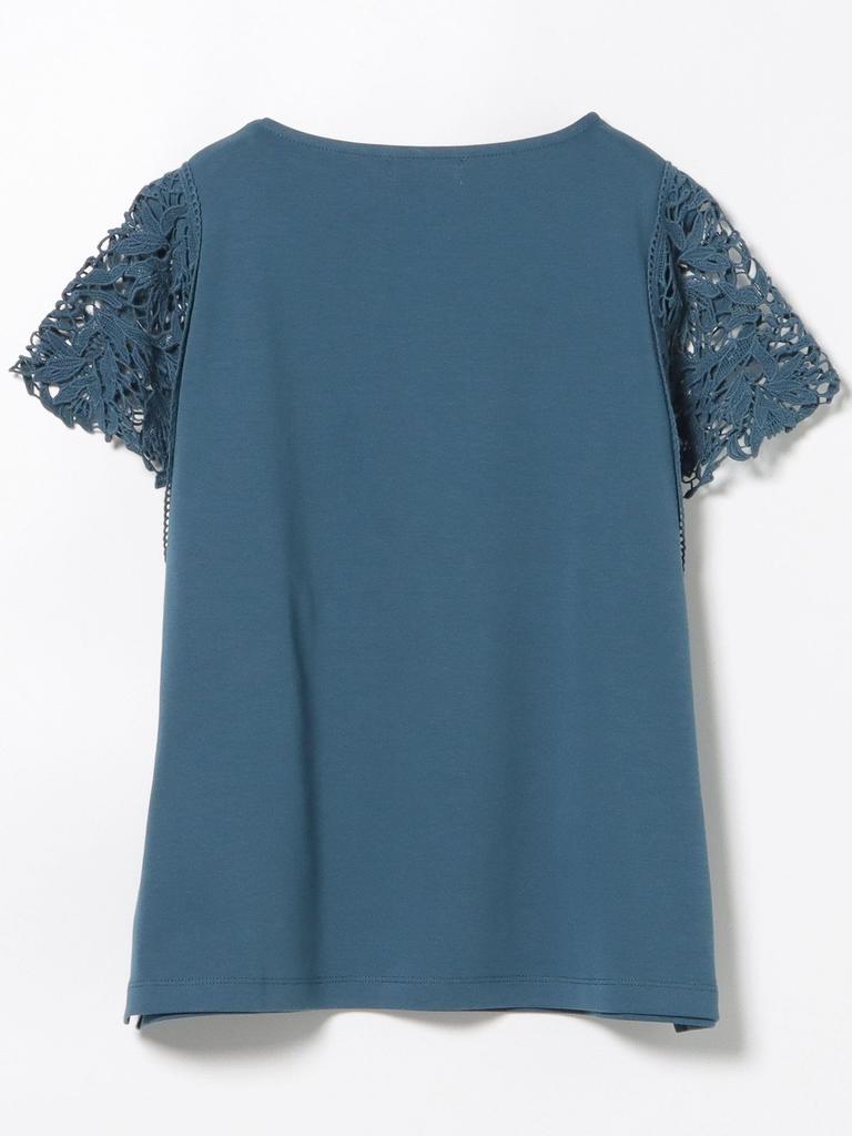 Beams Heart Tee Lace Sleeve Free Size Women's S/S Pullover, Blue,