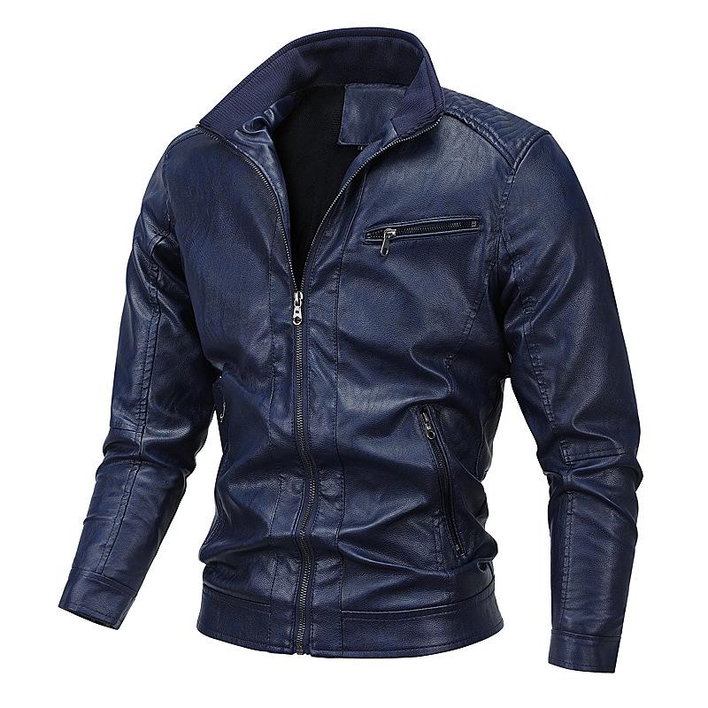 Autumn and Winter Outdoor Thick Leather Jacket Men's Warm Jacket Men's Motorcycle Leather Jacket Men's Clothing