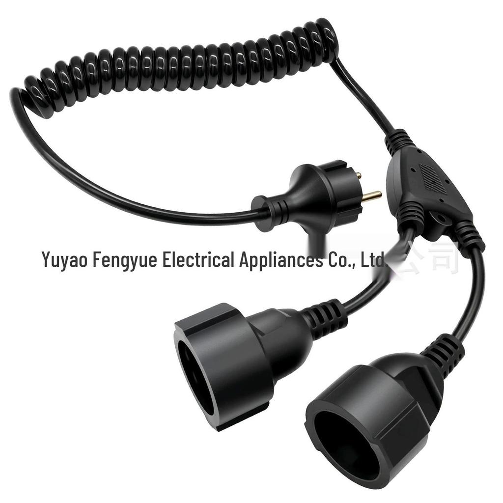 2m 1.0SQ PU Spring Wire EU Standard Male to Female European Power Extension Cord