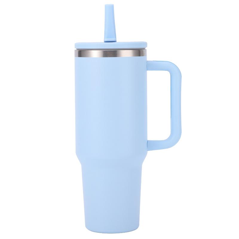 1200ml Handled Tumbler 304 Stainless Steel Double Wall Vacuum Insulated Water Cup Straw Lid Ice Coffee Beer Mug