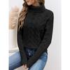 VEZFAA Women's Fashion Casual Fall Winter Solid Color Print Long Sleeve High Neck Sweaters