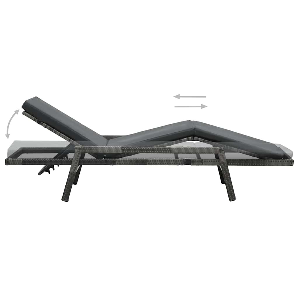 VidaXL Sonnenliege mit Auflage Poly Rattan Grau
