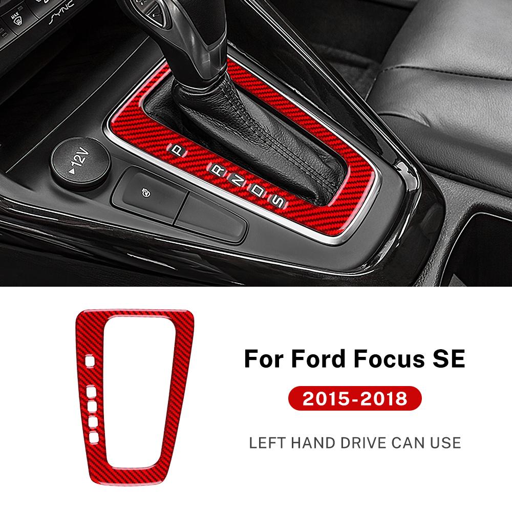 Real Soft Carbon Fiber For 2015 2016 2017 2018 Ford Focus SE Car Gear Shift Panel Sticker LHD Interior Trim Accessories.