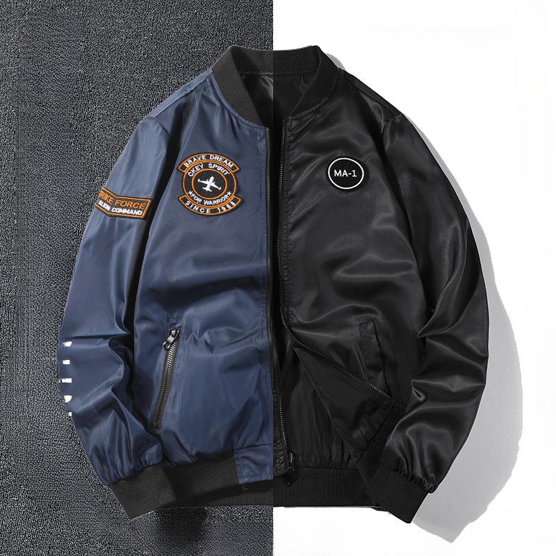 Bomber Jacket Men's Autumn Baseball Uniform Cotton Jacket Men's Embroidered Reversible Jacket Men's Large Size Shirt