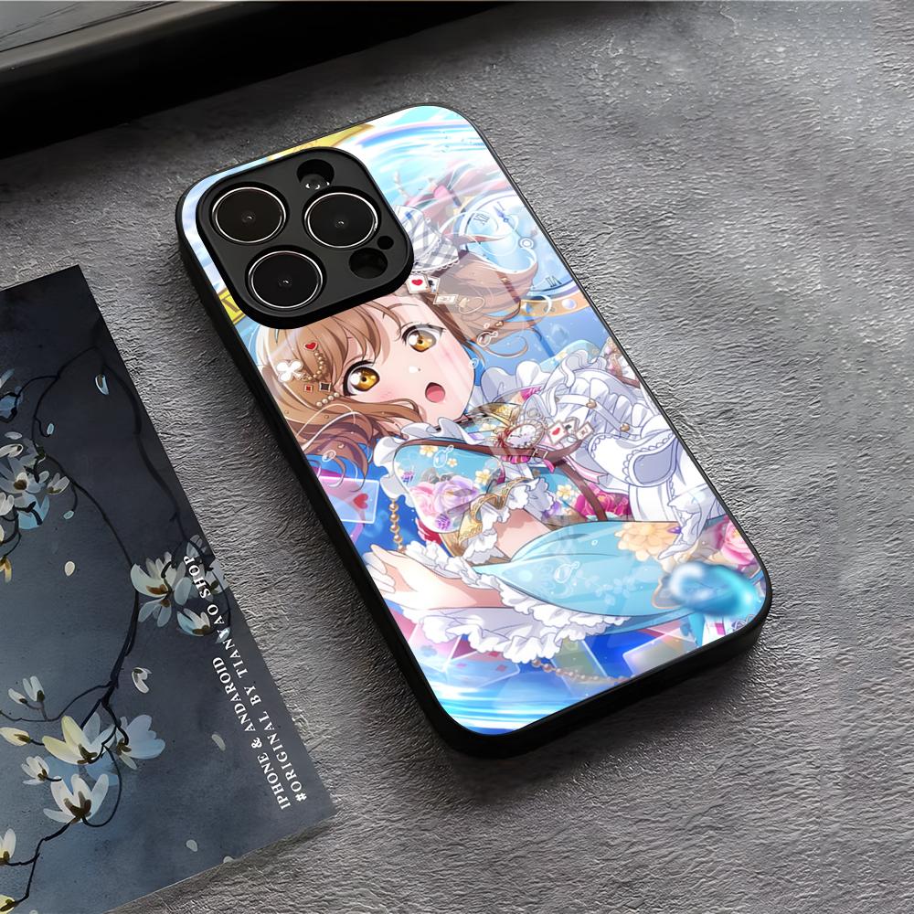 Love Live Anime Handyhülle Für IPhone 17 Air 16 E Pro Max 15 14 13 Mini 12 Pro 11 Max Plus Schwarze Glasabdeckung