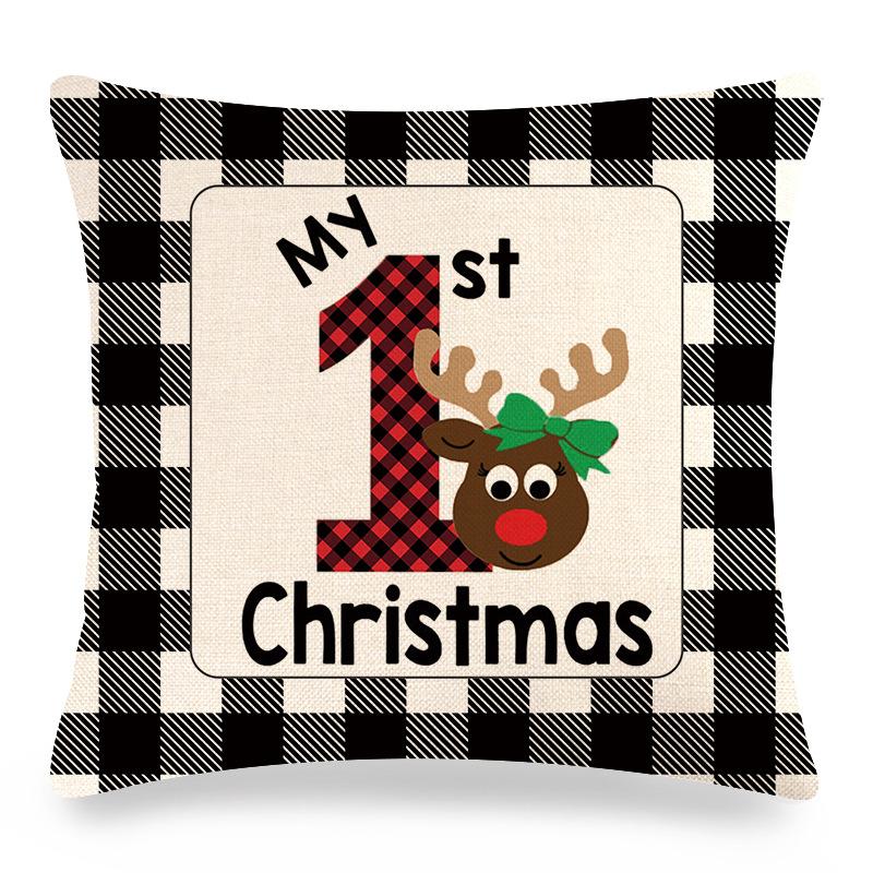 Christmas checkered pine theme Digital printing short plush pillow covers for car sofa office cushion cover home goods 60x60cm