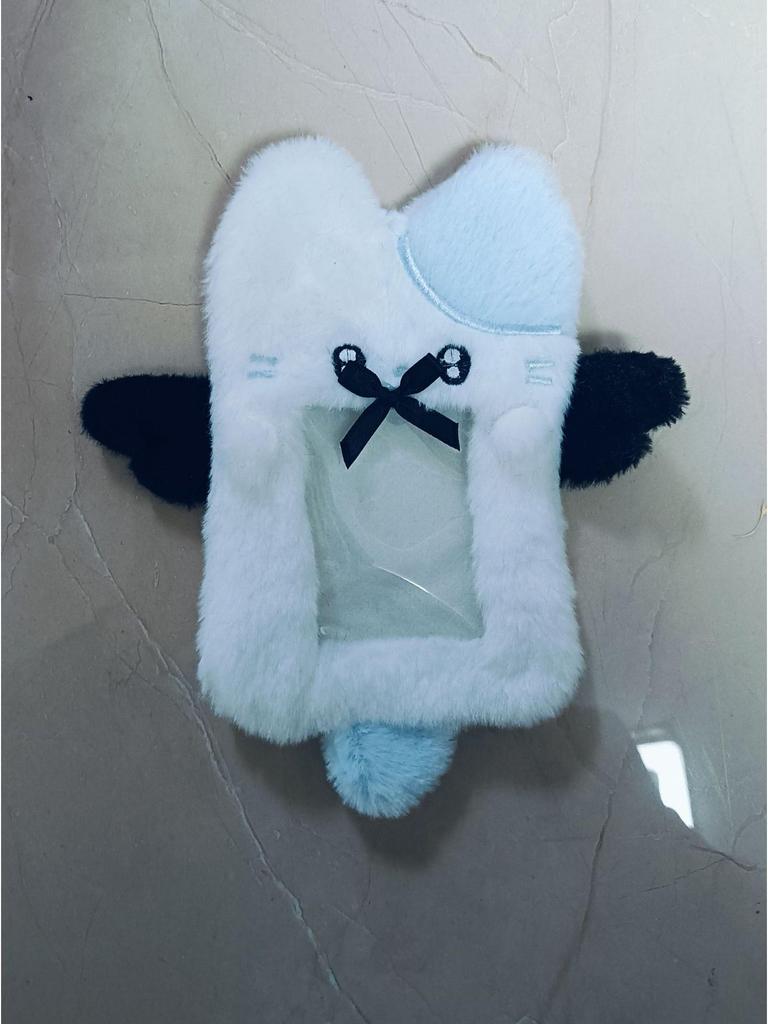 Chaveiro de Mochila de Pelúcia de Animal Fofo e Porta-Cartões - Pingente de 3 Polegadas para Fotos e Cartões