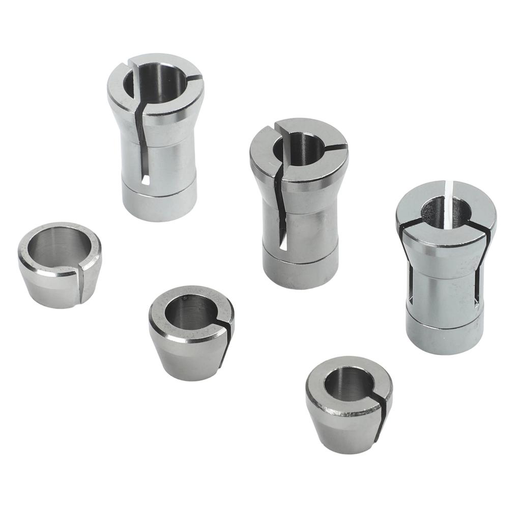 6pcs Collet Chuck Adapter Set 6mm 1/4" 8mm For Electric Router, Trimming & Engraving Machines Power Tools