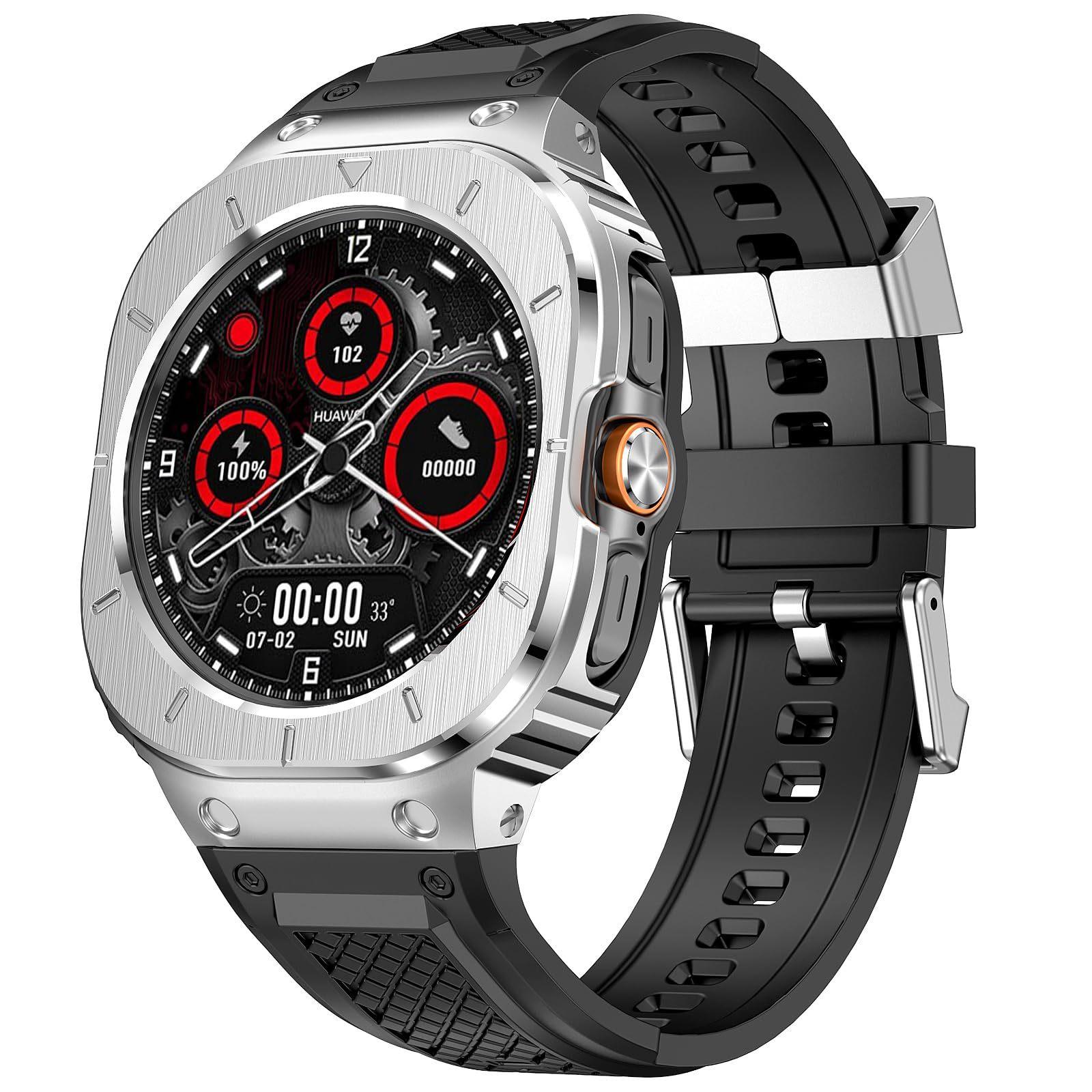 

Band For Samsung Galaxy Watch Ultra 47mm Sport Bracelet correa Galaxy Watch 7 Ultra 47 Stainless Steel Case+TPU Silicone Strap Galaxy Watch Ultra серебряный