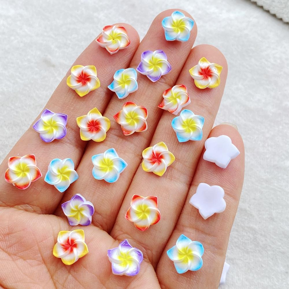 100Pcs Resin Kawaii Colorful 9mm Flower Flat Back Stone Gem Scrapbook DIY Wedding Christmas Art Decor Jewelry Crafts Accessories