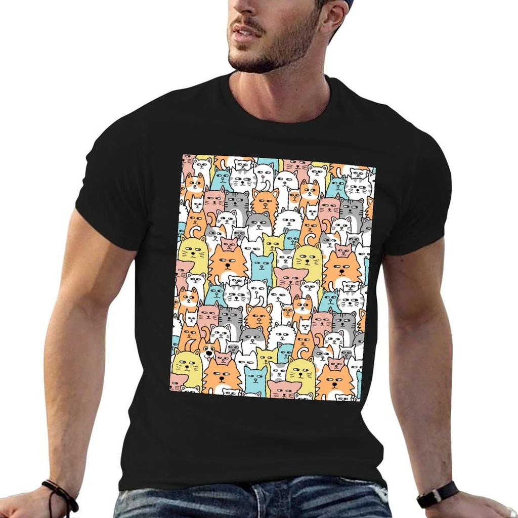 Suspicious Meows T-Shirt anime t shirts oversize t shirts for man graphic tees funny t shirts c