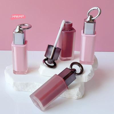 4ml Leerer Lipgloss-Tiegel Klarer Quadratischer Kosmetikbehälter mit Großer Bürste Schlüsselanhänger Lipgloss-Tiegel Make-up-Probenflasche