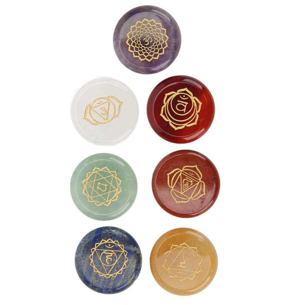 Chakra Stones Seven Chakra Energy Healing Stone Aura Rune Stone Amulet Decoration