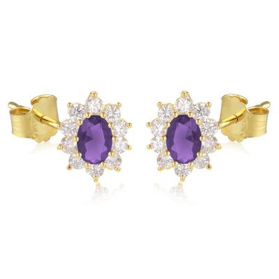 [M6736] - Golden White Amethyst 'Victorina' Earrings - 10x8 Mm