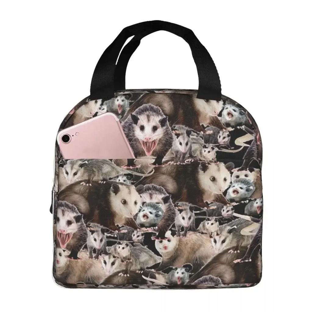 Opossums Opossum Screm Insulated Lunch Bag for Women Kids Portable Food Boxes Thermal Lunch Box Tote