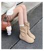 Early Autumn Retro Small Short Boots Children 2025 New Autumn and Winter Piled Thick Cotton Boots Martin Boots Flat-bottomed Stacking Boots