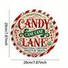 Candy Cane Lane Metal Tin Sign Vintage Christmas Wall Art Decor