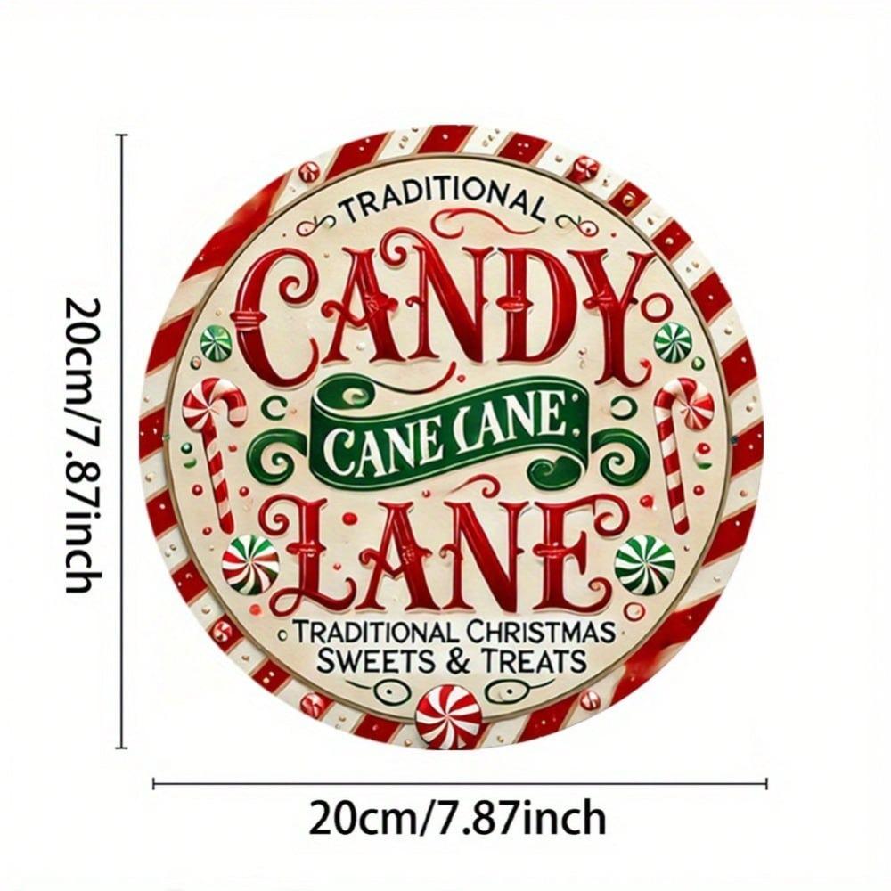 Candy Cane Lane Metal Tin Sign Vintage Christmas Wall Art Decor