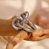 Fashionable Double Layers Geometric Knot Rings 18K Gold Plated Sturdy Stainless Steel Accessory for Women Daily Wear