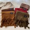Simple Classic Solid Scarf Women Large Tassel Winter Imitation Cashmere Thick Warm Student Shawl Female Chic Muffler Fall Ladies