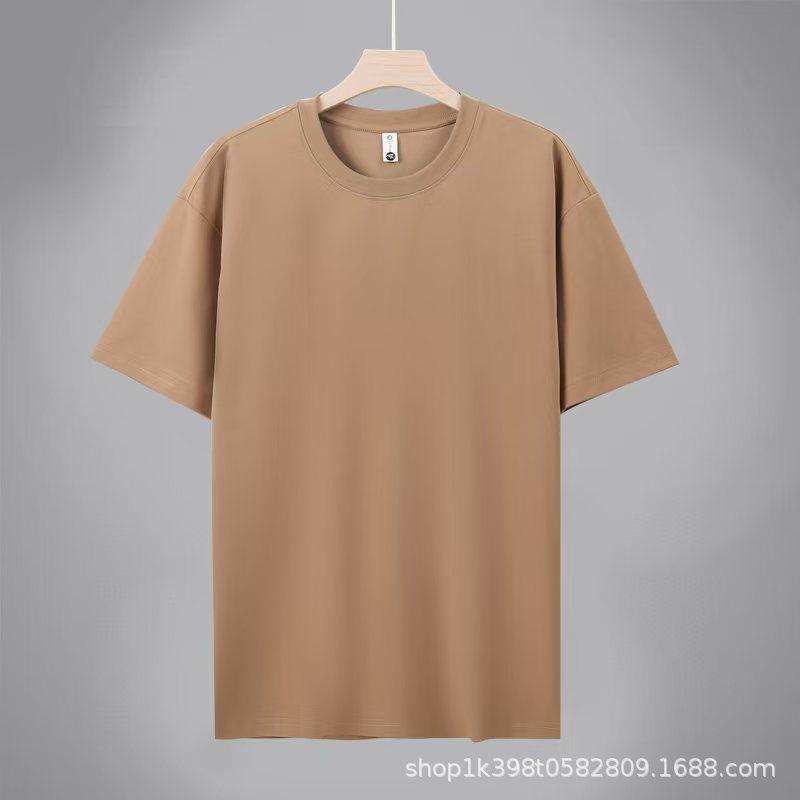 G New Solona Ice Silk Cool T-Shirt Men's and Women's Short Sleeve Solid Color T-Shirt Breathable Crew Neck Print Advertising Shirt