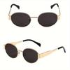 3 PCS Fashionable Oval Metal Women's Glasses Black Frame Brown Gradient Lenses Glasses Accessories