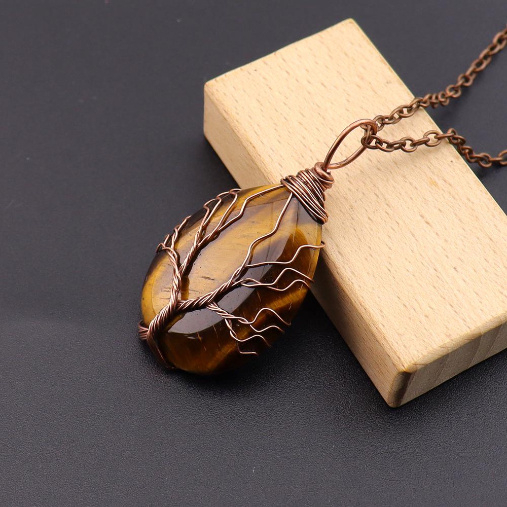 Хит продаж Натуральный агатовый камень Дерево жизни Кулон-ожерелье